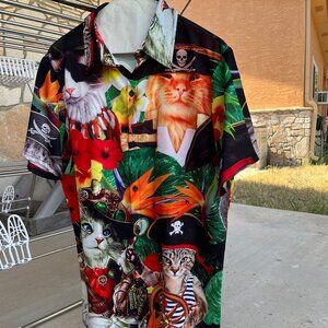 NWT Pirate Cats and Parrots Shirt